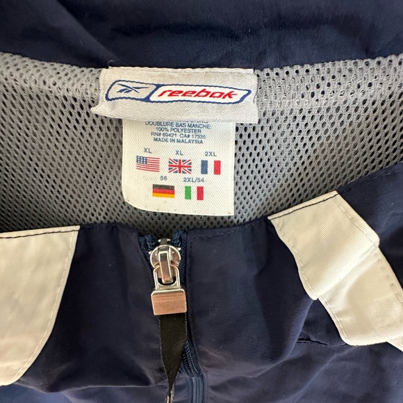 VINTAGE Reebok Jacket Extra Large Adult Blue Windbreaker Full Zip Vented Mens XL - Picture 5 of 6